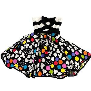 Vintage Victor Costa Women's White & Black Strapless Cocktail Dress Size 10